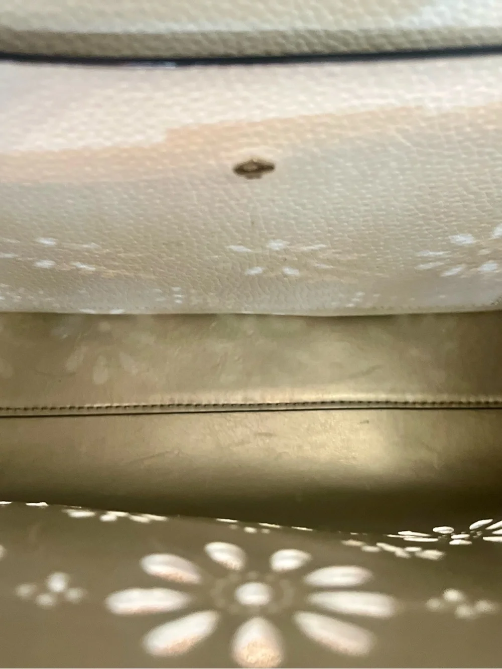 Kate Spade White Leather Faye Drive Etta Daisy Cutout Satchel Tote Bag EUC